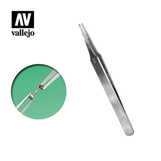 T12007 Tools - Flat Rounded Stainless Steel Tweezers